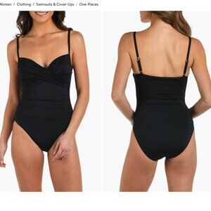 La Blanca Twist Front One-Piece Swimsuit in Black Size 12